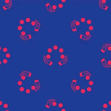 Red Juggling ball icon isolated seamless pattern on blue background.  Vector Illustrazione stock