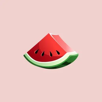 Red juicy watermelon slice. Vector isolated illustration. Stock Illustration