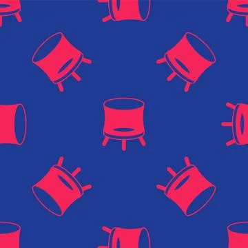 Red Jumping trampoline icon isolated seamless pattern on blue background. Vector Illustrazione stock