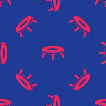 Red Jumping trampoline icon isolated seamless pattern on blue background.  Ve Illustrazione stock