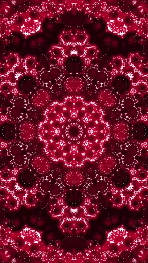 Red kaleidoscope pattern and symmetrical mandala effect in vertical background Stock Footage 336462656