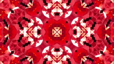 Red Kaleidoscope Patterns. Unique Abstract Background 4K Animation Footage. Stock Footage