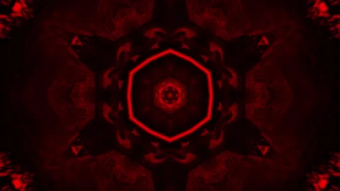 Red Kaleidoscope VJ Loop – Seamless 4K Techno Visual Stock-Footage 324768611