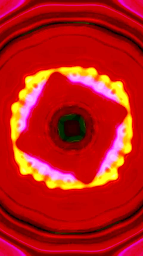Red kaleidoscopic tunnel video loop for captivating screensaver experience .. Stock Footage 321570903