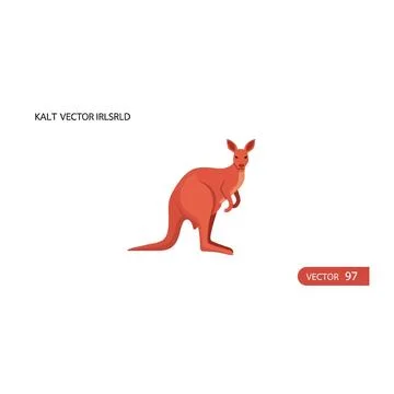 Red kangaroo graphic design element flat illustration Stock Illustration