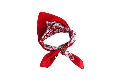 Red kerchief bandana with a pattern, isolated Stock Photos