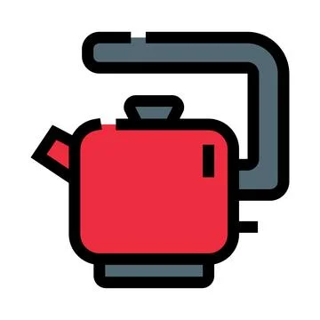 Red kettle brewing hot tea or coffee beverage Stock Illustration