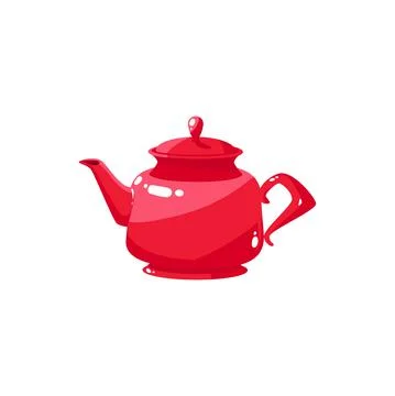 Red kettle with tea isolated realistic teapot icon Stock Illustration