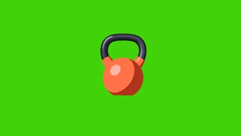 Red kettlebell icon on a green background Stock Footage 286371217