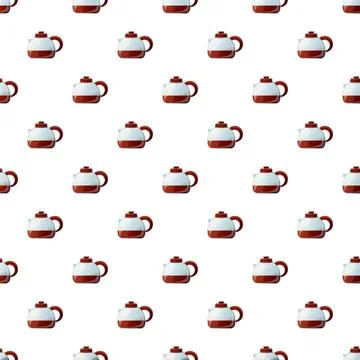 Red kettles creating a seamless pattern on a white background Stock Illustration