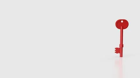 The Red Key On white Background for Security concept 3d Rendering.. Stock Illustration