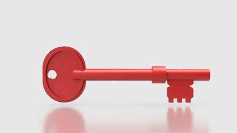 The Red Key On white Background for Security concept 3d Rendering.. イラスト素材