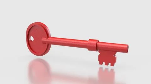 The Red Key On white Background for Security concept 3d Rendering.. Stock Illustration