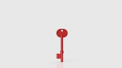 The Red Key On white Background for Security concept 3d Rendering.. 스톡 일러스트