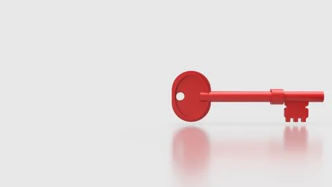 The Red Key On white Background for Security concept 3d Rendering.. イラスト素材
