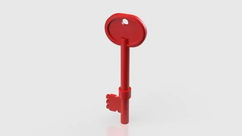 The Red Key On white Background for Security concept 3d Rendering.. イラスト素材