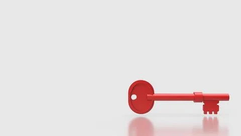 The Red Key On white Background for Security concept 3d Rendering.. イラスト素材