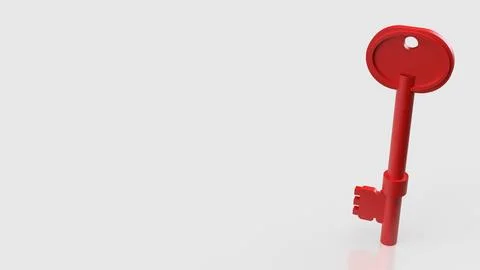 The Red Key On white Background for Security concept 3d Rendering.. Illustrazione stock