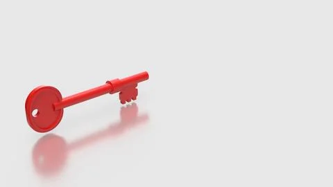 The Red Key On white Background for Security concept 3d Rendering.. Stock Illustration