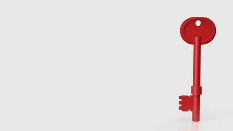 The Red Key On white Background for Security concept 3d Rendering.. Illustrazione stock