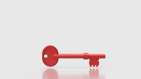 The Red Key On white Background for Security concept 3d Rendering.. Illustrazione stock