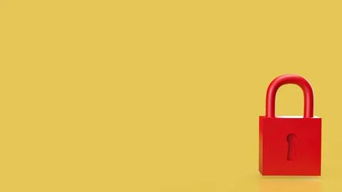 The Red Key on yellow Background  for security or Business concept 3d Rende.. Illustrazione stock