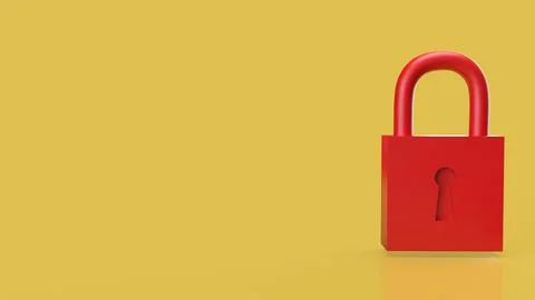 The Red Key on yellow Background  for security or Business concept 3d Rende.. Illustrazione stock