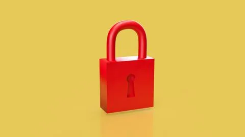 The Red Key on yellow Background  for security or Business concept 3d Rende.. Illustrazione stock