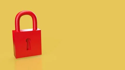 The Red Key on yellow Background  for security or Business concept 3d Rende.. Illustrazione stock
