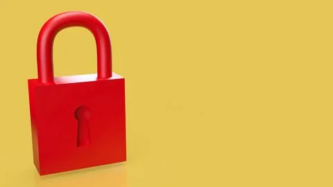 The Red Key on yellow Background  for security or Business concept 3d Rende.. Illustrazione stock