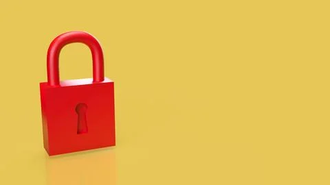 The Red Key on yellow Background  for security or Business concept 3d Rende.. Illustrazione stock