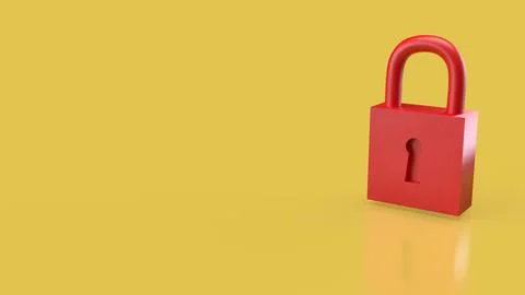 The Red Key on yellow Background  for security or Business concept 3d Rende.. Stock Illustration