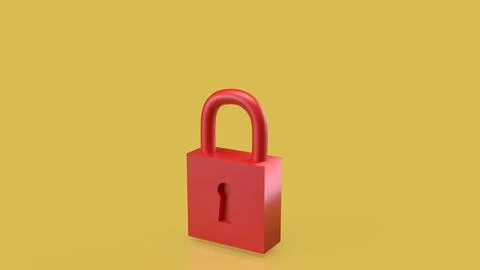 The Red Key on yellow Background  for security or Business concept 3d Rende.. Illustrazione stock