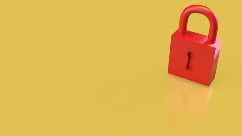 The Red Key on yellow Background  for security or Business concept 3d Rende.. Illustrazione stock