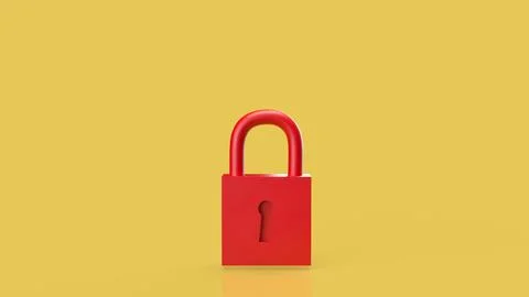The Red Key on yellow Background  for security or Business concept 3d Rende.. Stock Illustration