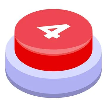 Red keyboard button with number four showing modern technology Stock Illustration