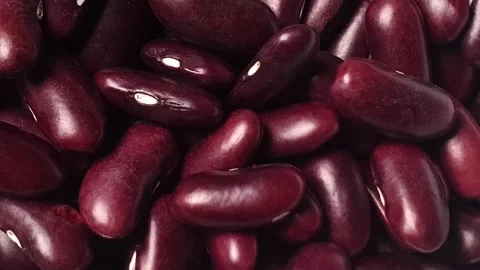 Red Kidney Beans turning inside white ceramic bowl. Stock Footage 161910547