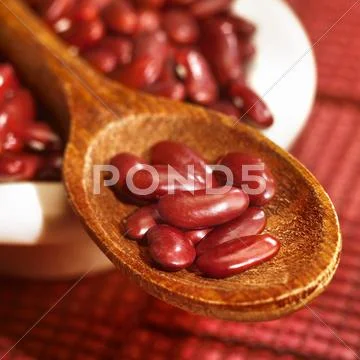 Red Kidney Beans On A Wooden Spoon