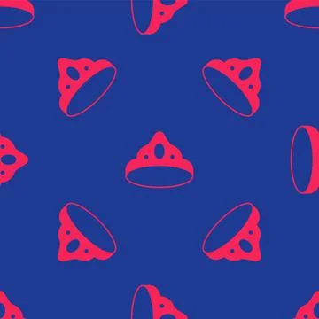 Red King crown icon isolated seamless pattern on blue background. Vector Stock Illustration