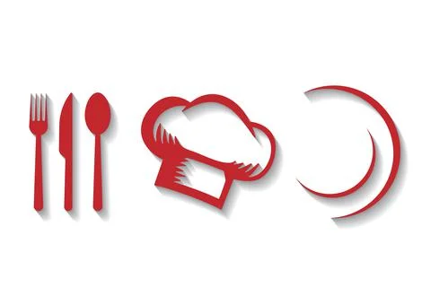 Red Kitchen Chef Icons Stock Illustration