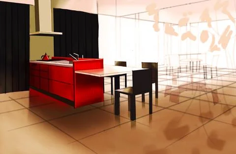 RED KITCHEN COUNTER Stock Illustration