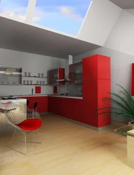 Red kitchen Stock Illustration