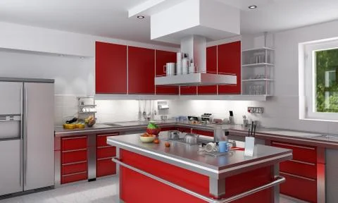 Red kitchen Stock Illustration