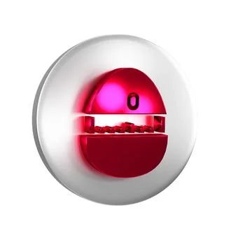 Red Kitchen timer icon isolated on transparent background. Cooking utensil... Stock Illustration