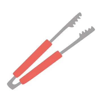 Red Kitchen Tongs. Vector Flat Illustration Isolated on White background. Car Stock Illustration