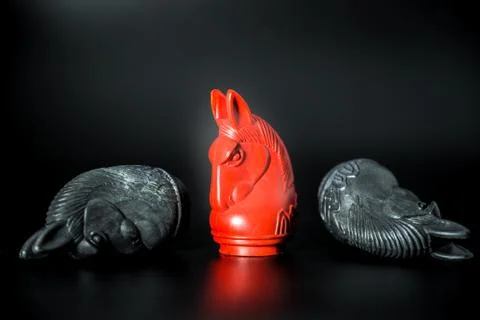 Red Knight Thai chess win challenge with Black Knight Thai chess Stock Photos