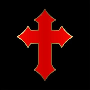 Red knights templar cross on black background Stock Illustration