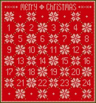 Red Knitted Advent Calendar Stock Illustration