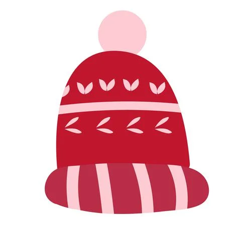 Red knitted winter hat isolated on white Stock Illustration