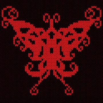 Red knitting butterfly Stock Illustration